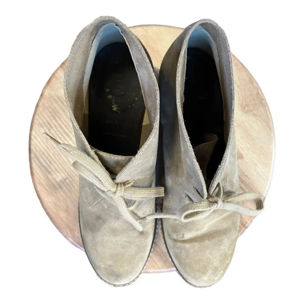 J. Crew | Macalister Brown‎ Suede Leather Wedge Tie Bootie Boots 8